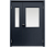Влагостойкая дверь ПВХ EtaDoor с окном цвет антрацит полуторастворчатая с алюминиевой кромкой