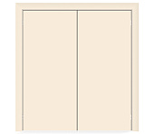 Влагостойкая дверь ПВХ EtaDoor глухая кремовая маятниковая двухстворчатая с алюминиевой кромкой